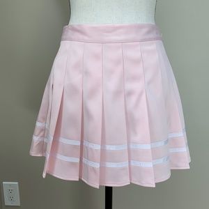 Striped Pleated Mini Skirt